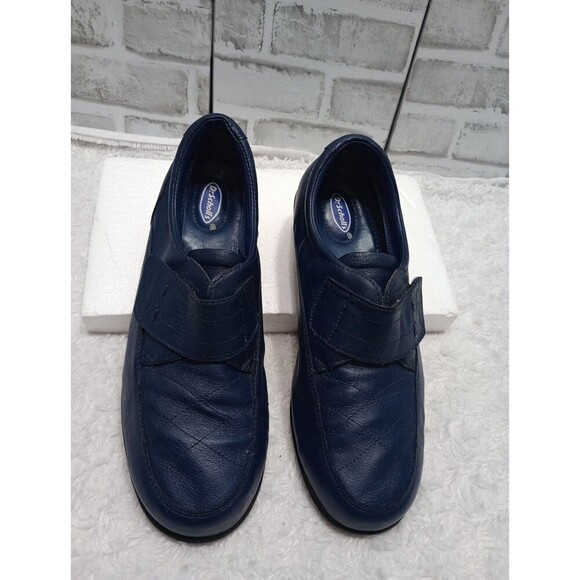 Dr Scholls Double Air Pilo Quited Blue Leather Comfort Loafers E68-15 sz 10w - Picture 1 of 8